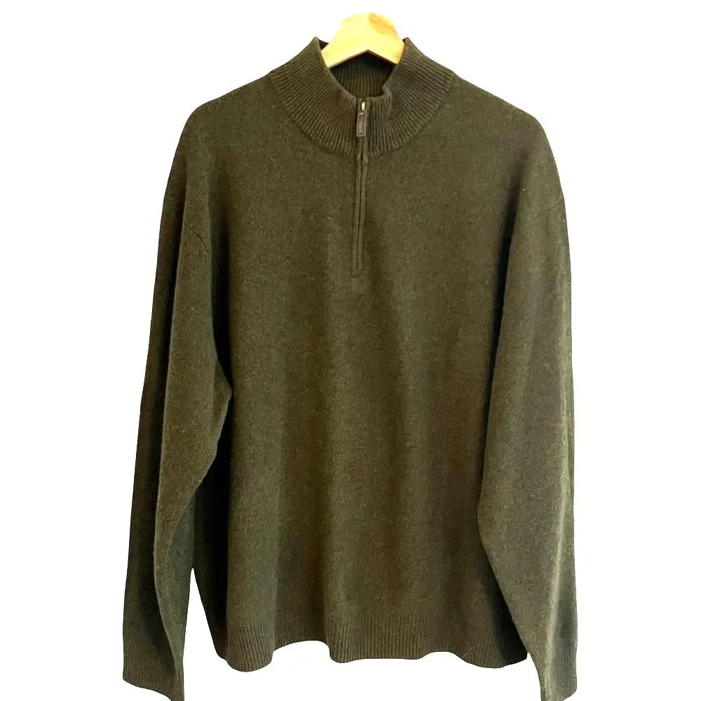 Club Room Mens 100% Lambswool Quarter Zip Sweater Size XXL Preppy Academia